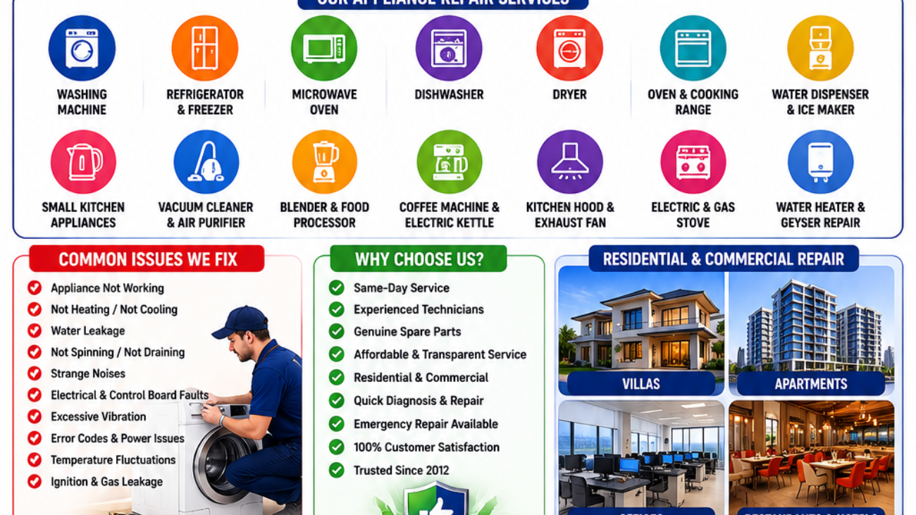 Home appliance repair services in Dubai